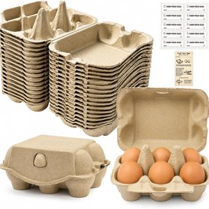 Aldernest 50 PACK Half Dozen Egg Cartons Bulk 6 Count Paper Cardboard, Brown