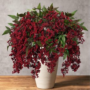 Birchmont 43 Inch Artificial Nandina Berry Stems for Christmas Realistic Floral Picks, 0.34 kg, Burgundy, 2 Count