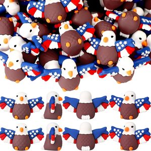 Copperlyn 50 Pcs Mini Patriotic Bald Eagle Duck Figurine Bulk, 12.64 ounces, Blue White Red