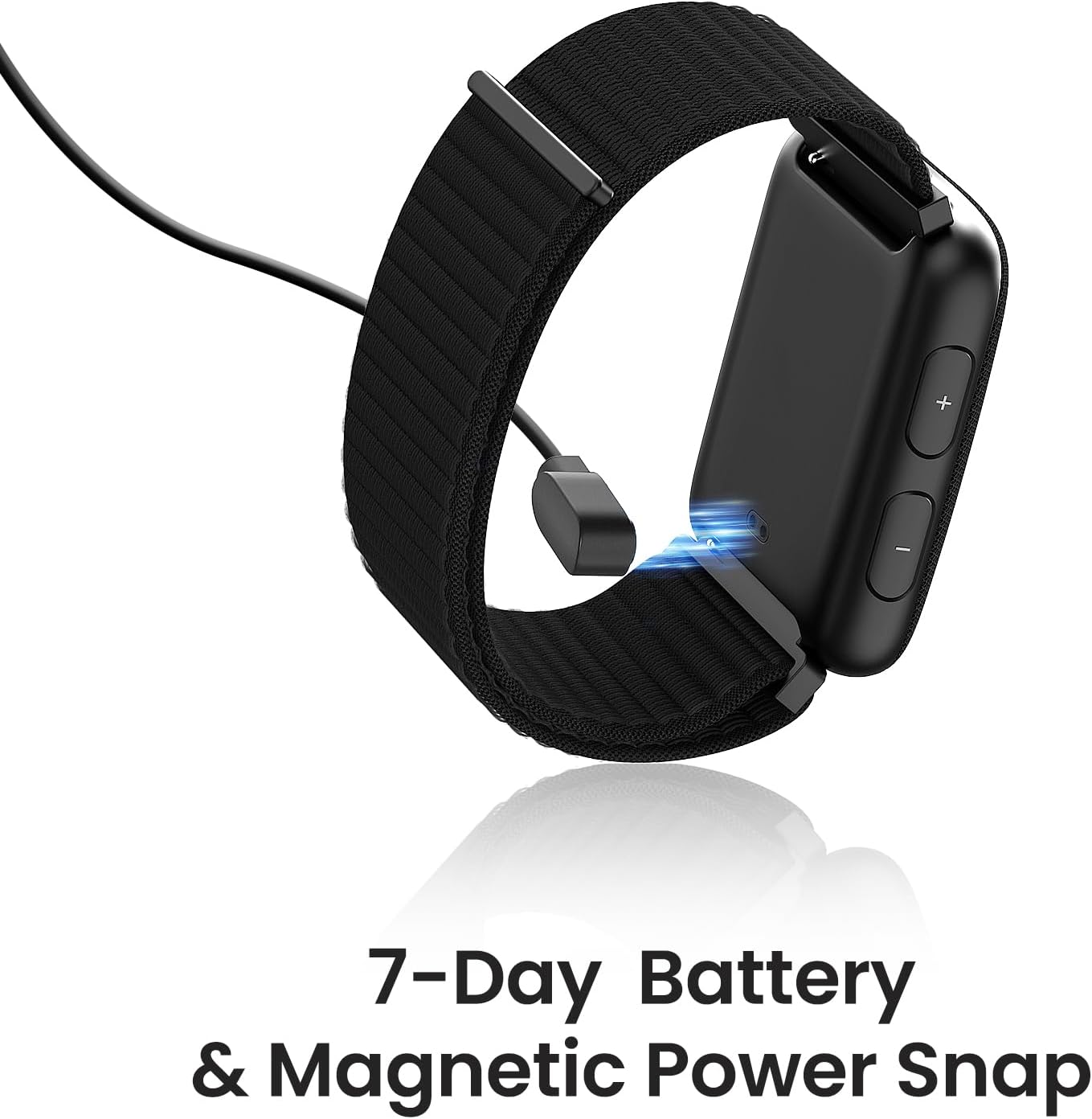 Aldernest Vibrating Alarm Clock Watch, Comfort Wake-Up Alarm Wristband, 1.5 ounces, Small, Black