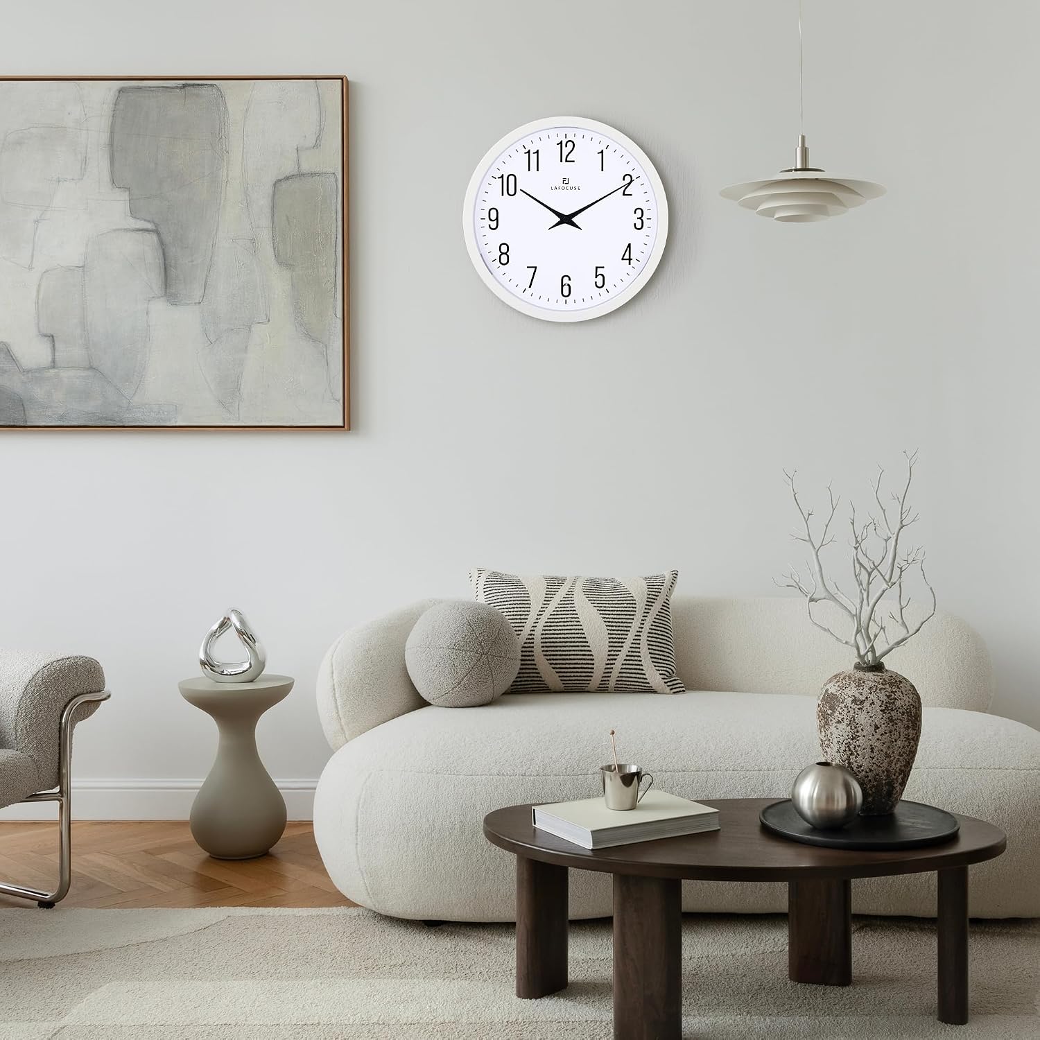 Ashenby 12 Inch Glow in the Dark Wall Clock Lighted Battery Operated White, Diameter: 12"(30 cm)