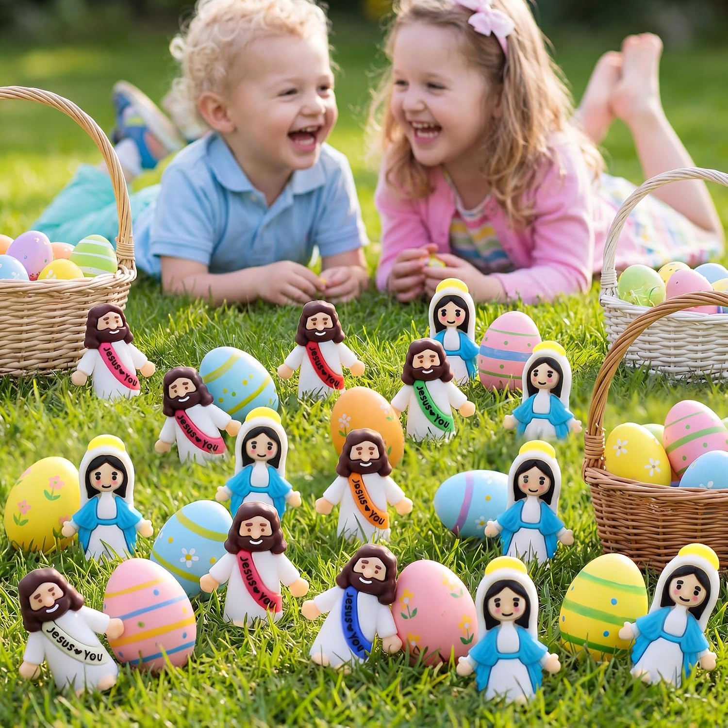 Quillstone 100 Pack Mini Jesus and Virgin Mary Figurines Bulk, Multicolor