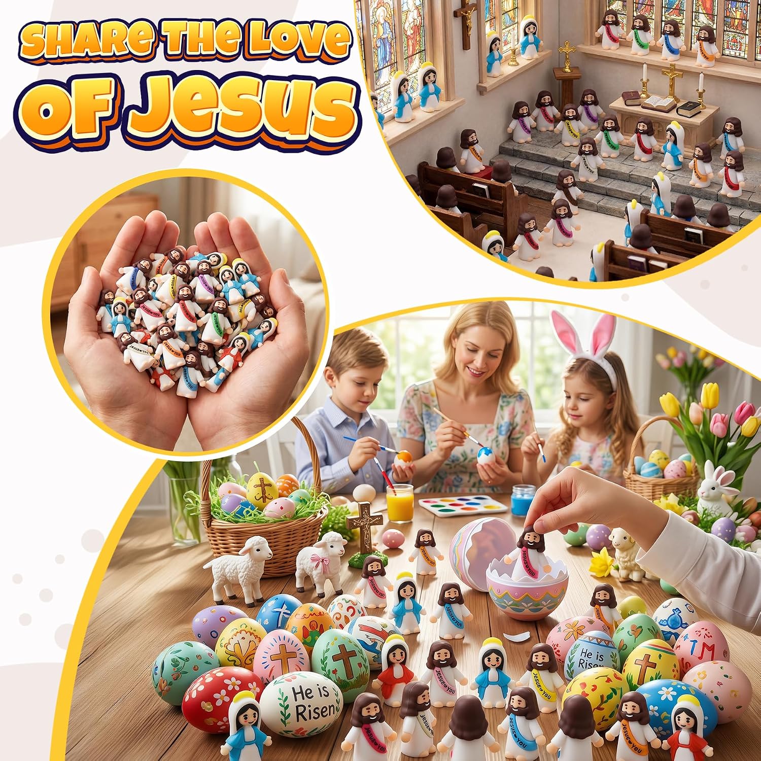 Quillstone 100 Pack Mini Jesus and Virgin Mary Figurines Bulk, Multicolor