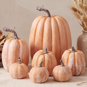 Aldernest 7pcs Terracotta Pumpkin Decoration Artificial Fall Foam Pumpkins Harvest Season Farmhouse Thanksgiving Day Suitable for Halloween Table Top