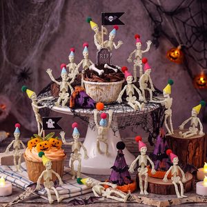 Quillstone 24 Pcs 3 Inch Mini Skeleton Figurines Halloween Cake Decorations, 4.16 ounces
