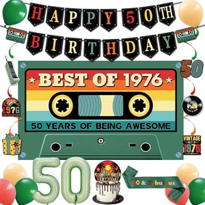 Ashenby 50th Birthday Decorations Set for Men Women, Vintage 1976 Theme, Vintage Colorful