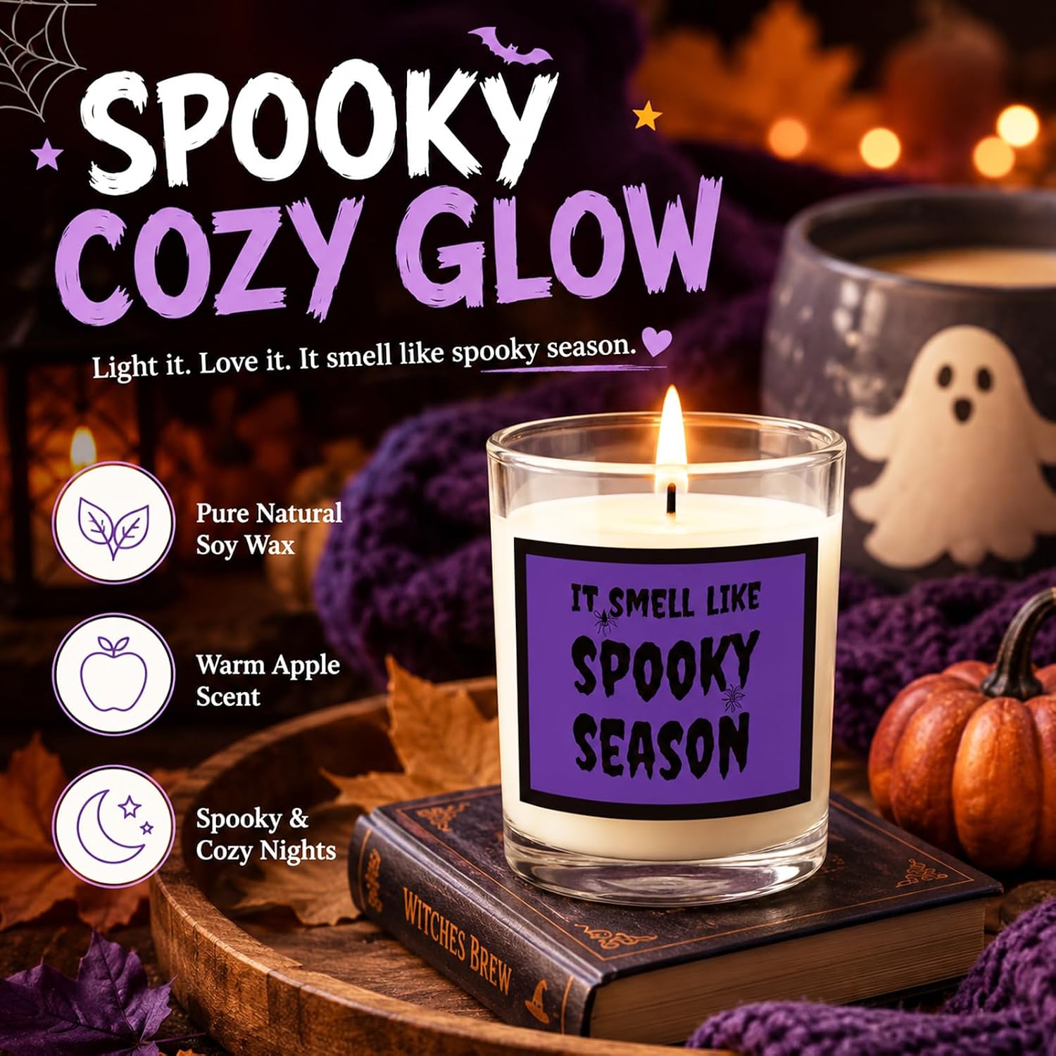 Aldernest Boo Basket Stuffers for Women Teens Girls, Halloween Gifts Basket, 18 Ounces, Purple