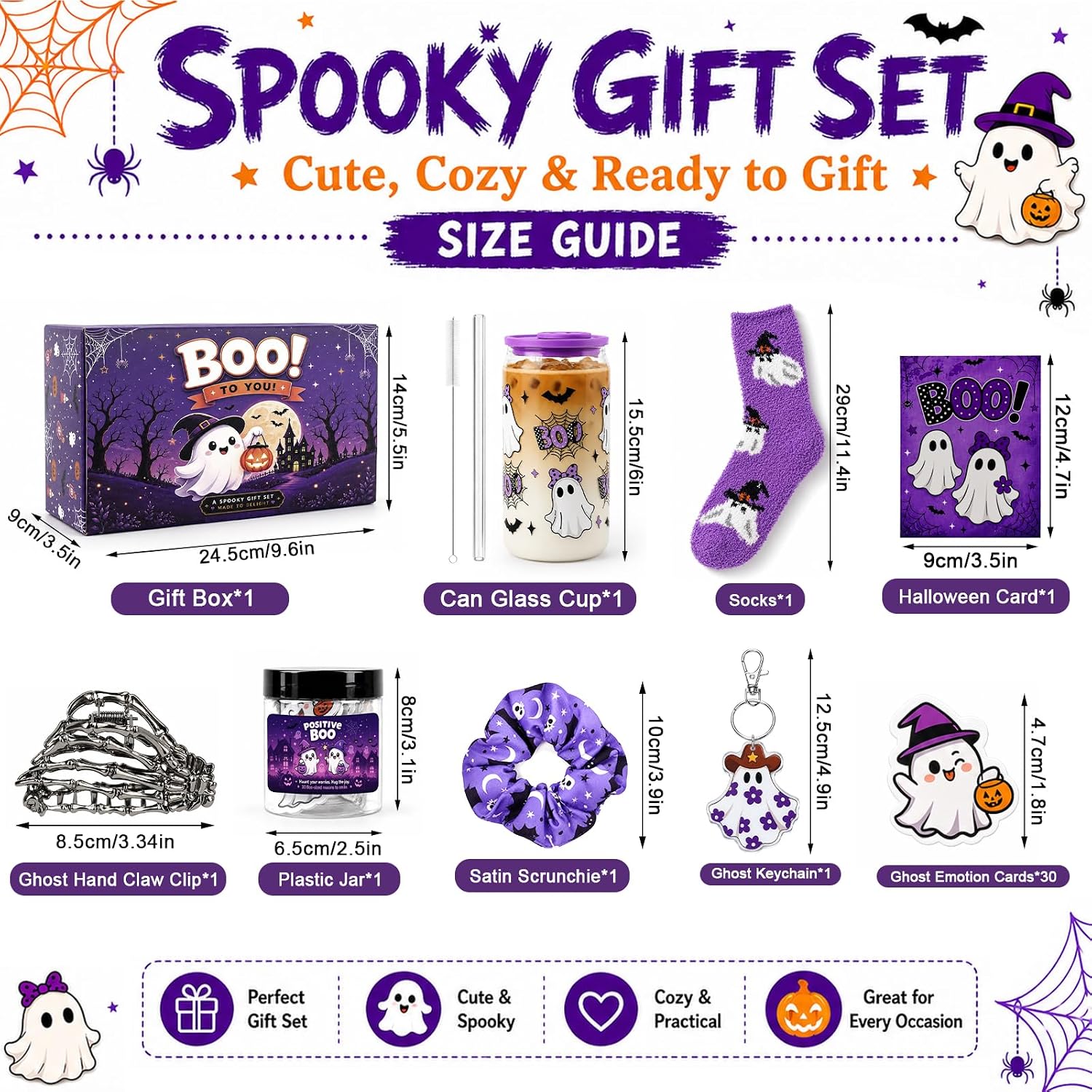 Aldernest Boo Basket Stuffers for Women Teens Girls, Halloween Gifts Basket, 18 Ounces, Purple