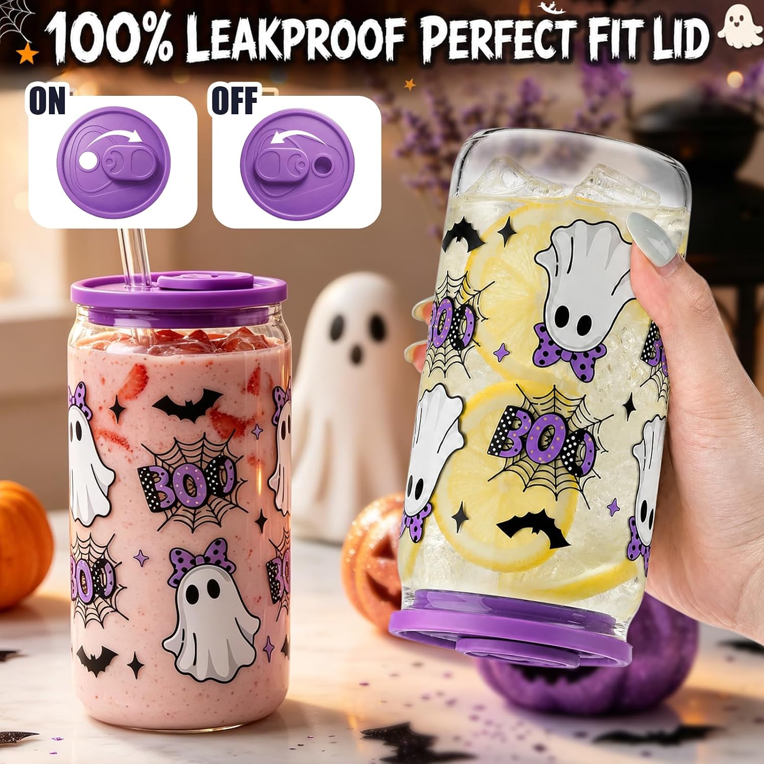 Aldernest Boo Basket Stuffers for Women Teens Girls, Halloween Gifts Basket, 18 Ounces, Purple