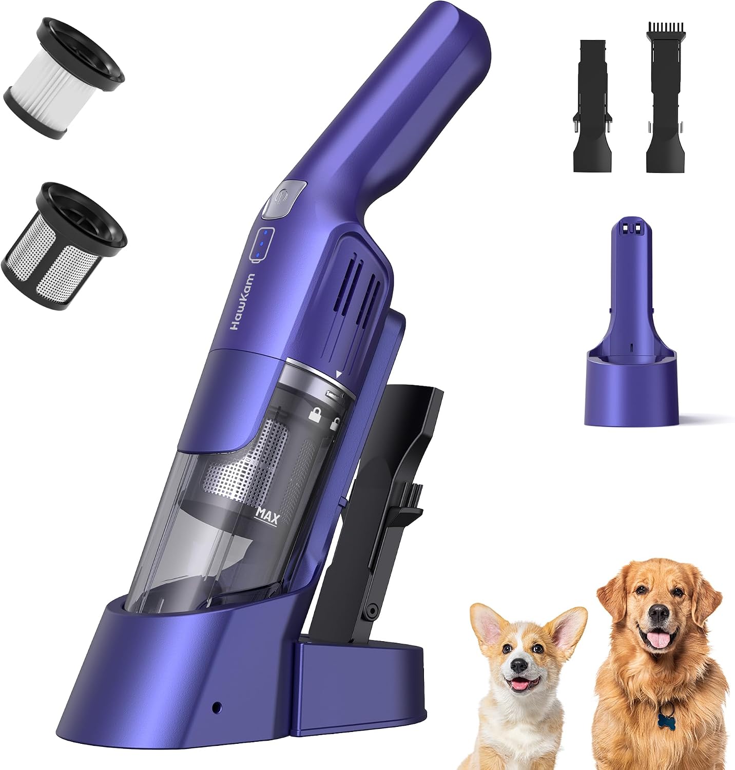 Aldernest Handheld Vacuum Cordless, 24KPA Powerful, Rechargeable, Charging Dock, Fuchsia