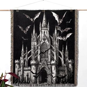 Ashenby 50 x 60'' Gothic Cathedral Woven Blanket Halloween Tapestry Decor, Brown