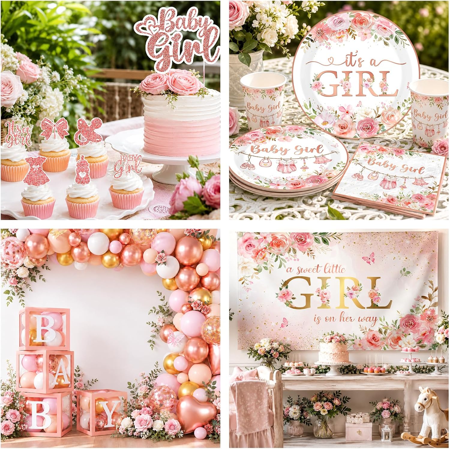 Tanglewick Baby Shower Girl Decorations, Pink