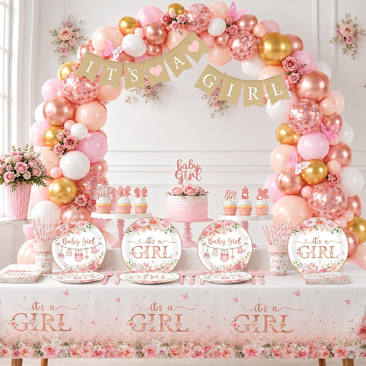 Tanglewick Baby Shower Girl Decorations, Pink