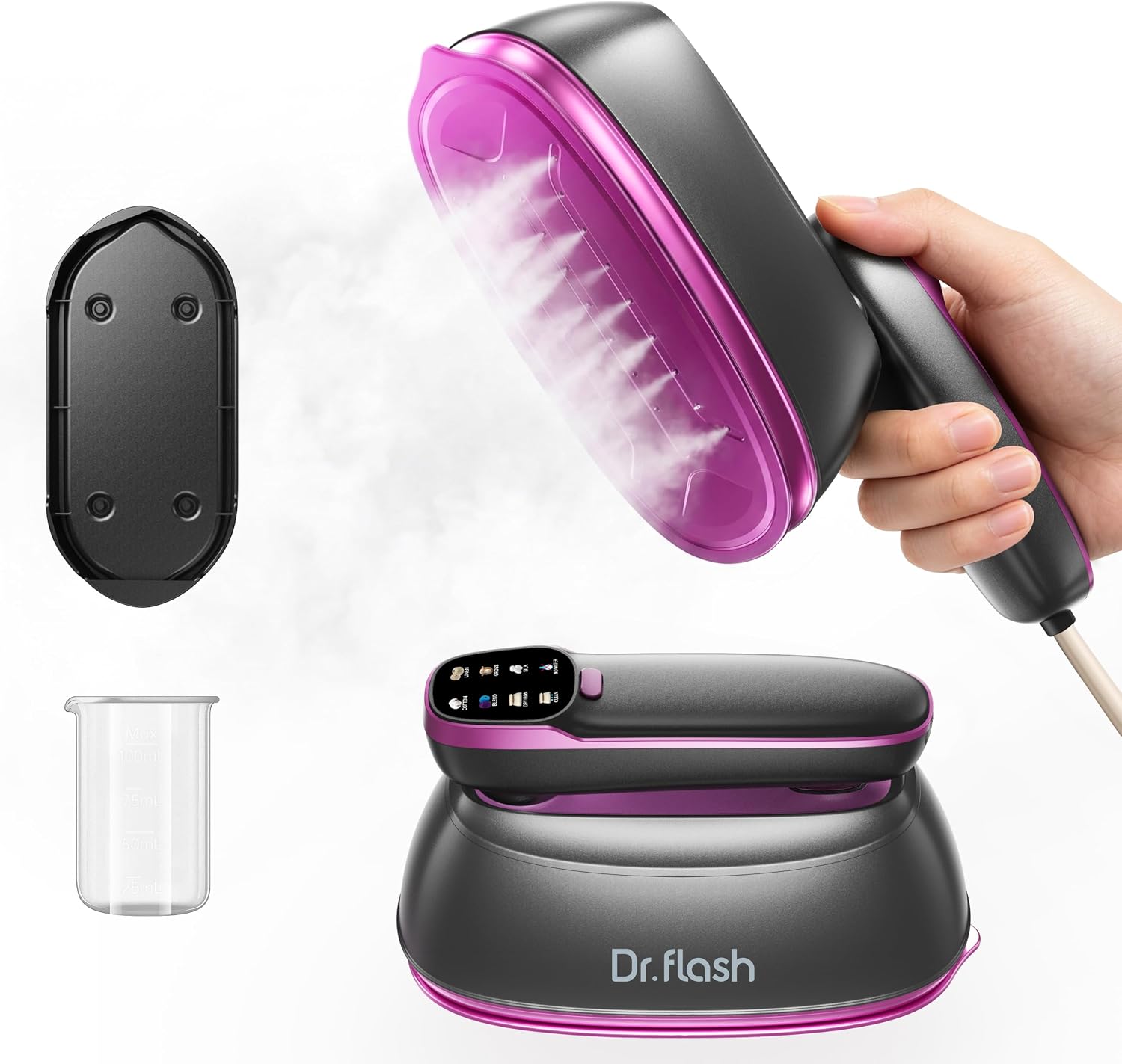 KitchNova 2-in-1 Travel Steamer & Iron, Portable Handheld for Clothes, Rose Red