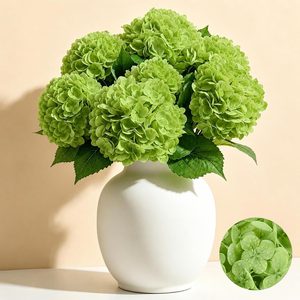 Ashenby 12 Pcs 21" Green Real Touch Moisturizing Hydrangea Artificial Flowers Bulk