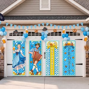 Ashenby 4 Pcs Oktoberfest Party Decorations Prosit Couple Porch Banners, 7.04 ounces, Blue