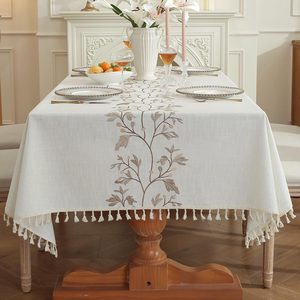 Aldernest Table Cloth Waterproof, Dining Tablecloth Square, 55" x 55", 1.5 pounds, Twig Beige