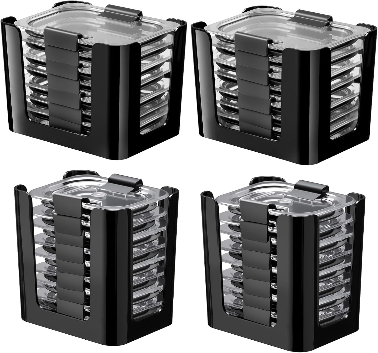 Birchmont 4 Pcs Lids Organizer for Rubbermaid Brilliance Lids, Black