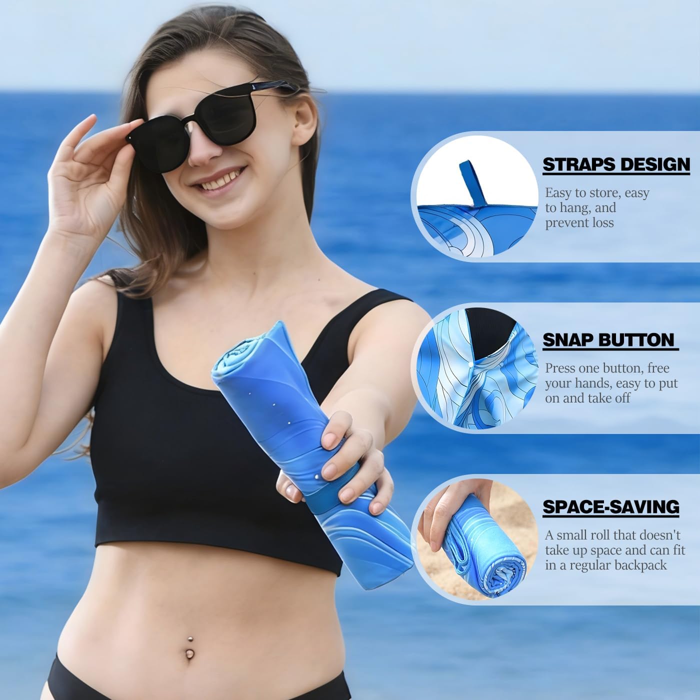 Aldernest 2 Pack Microfiber Beach Towel 71"x32" Quick Dry Sand Free and Absorbent Suitable Oversized Lightweight Towel for Beach Swimming Pool