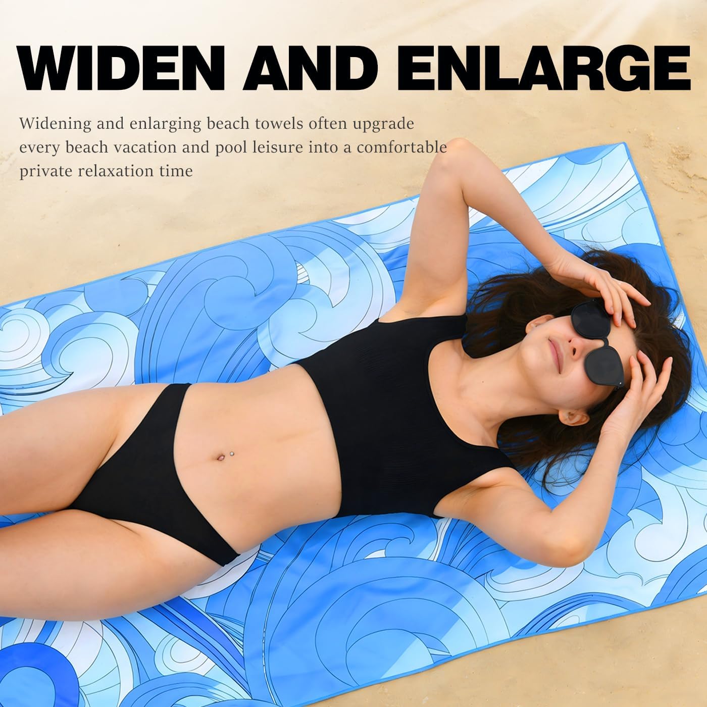 Aldernest 2 Pack Microfiber Beach Towel 71"x32" Quick Dry Sand Free and Absorbent Suitable Oversized Lightweight Towel for Beach Swimming Pool