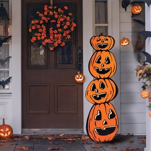 Aldernest Vintage Halloween Pumpkin Porch Sign 40x13 Inch, 1.7 pounds, Orange