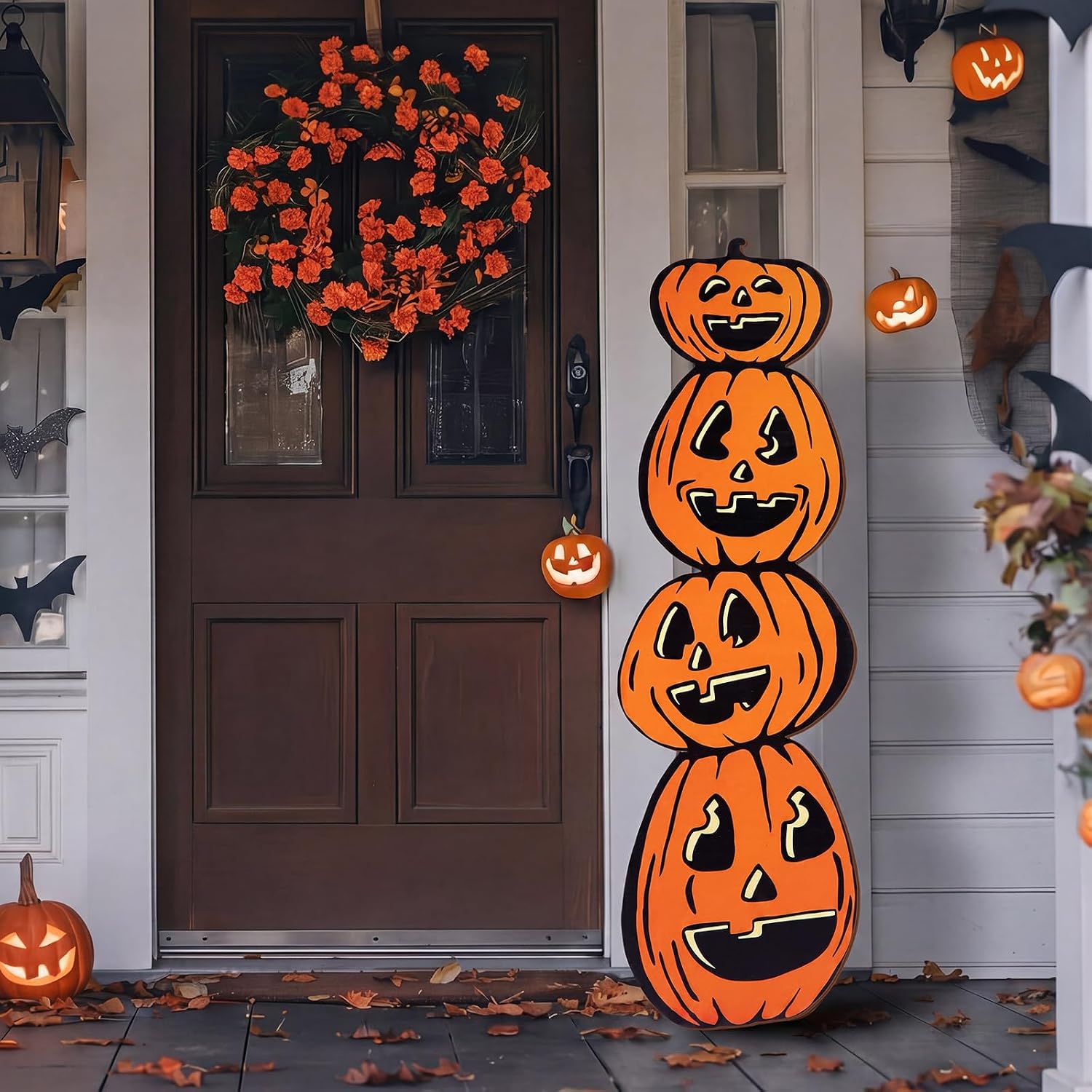 Aldernest Vintage Halloween Pumpkin Porch Sign 40x13 Inch, 1.7 pounds, Orange