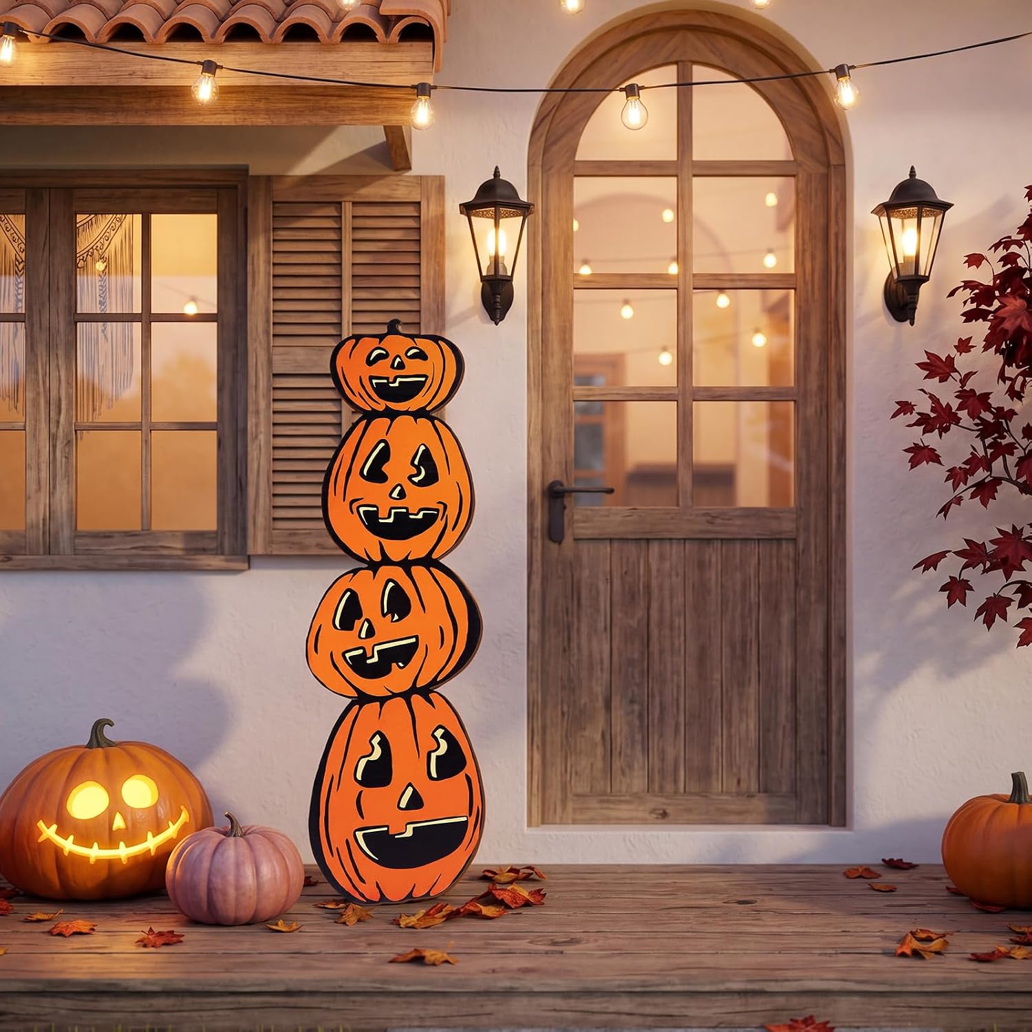 Aldernest Vintage Halloween Pumpkin Porch Sign 40x13 Inch, 1.7 pounds, Orange