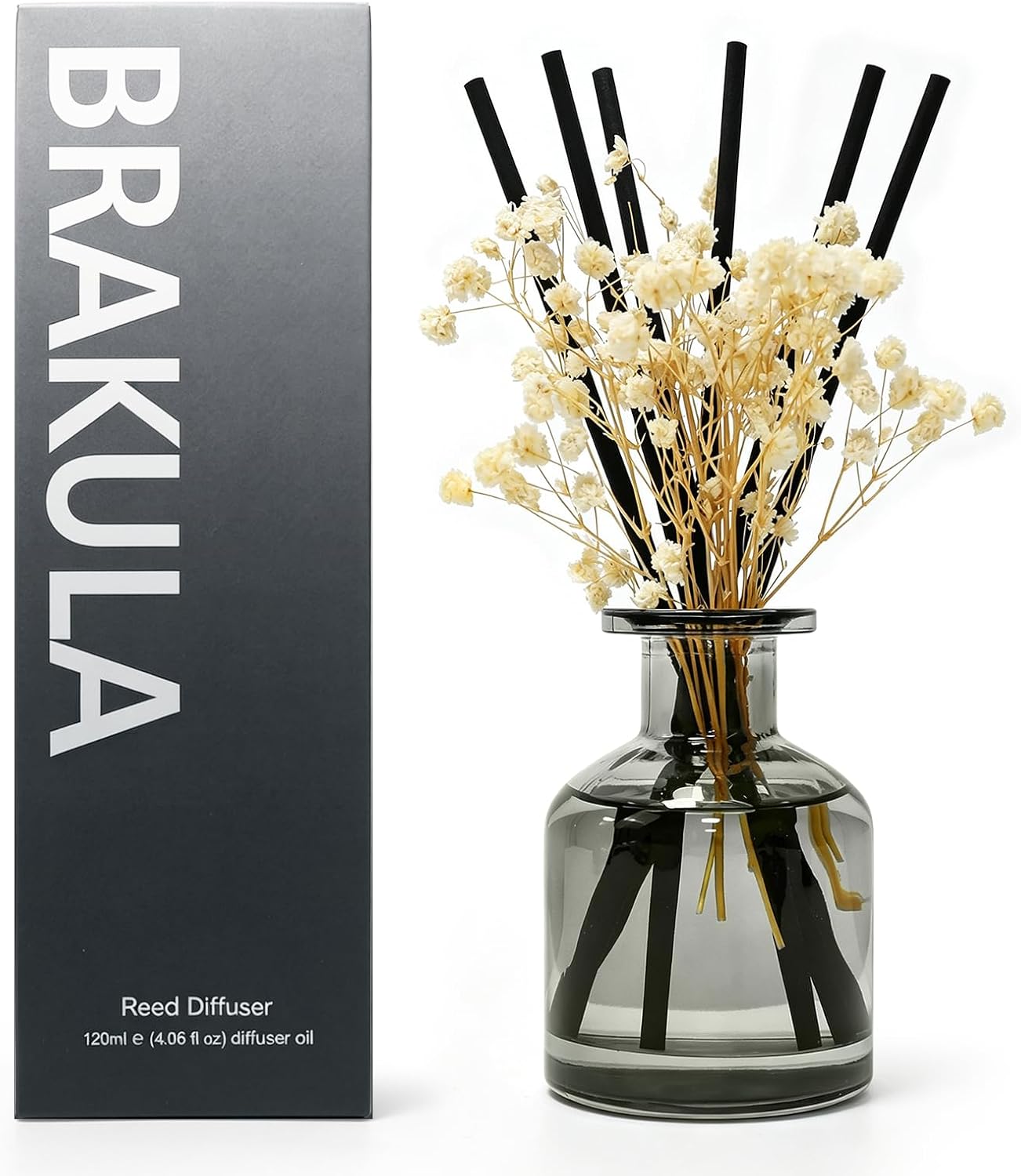 Aldernest Reed Diffuser Set, Fresh Linen Scent, 4.06 fl oz Essential Oils, 15.2 ounces, Transparent Grayish Green