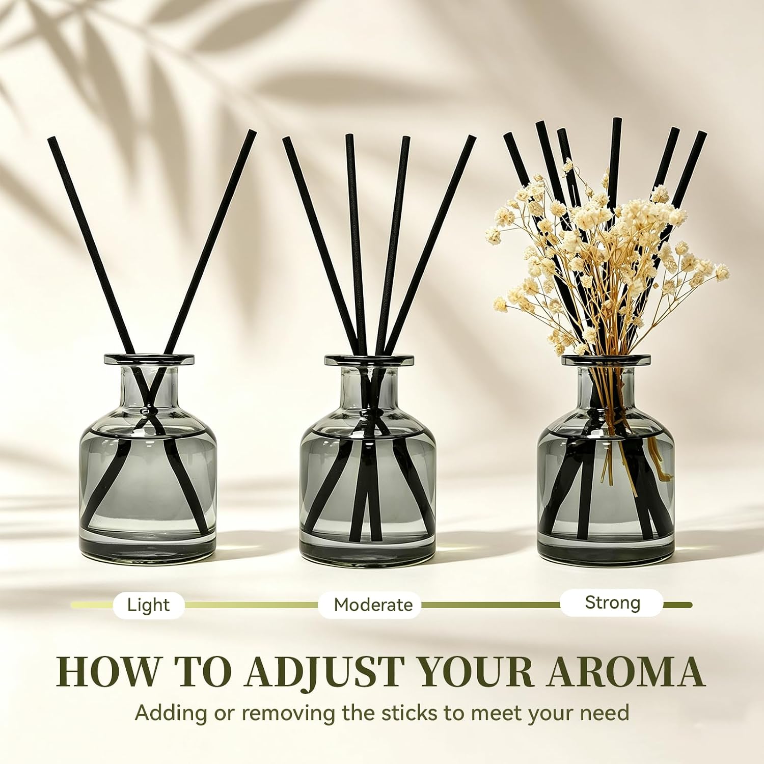 Aldernest Reed Diffuser Set, Fresh Linen Scent, 4.06 fl oz Essential Oils, 15.2 ounces, Transparent Grayish Green
