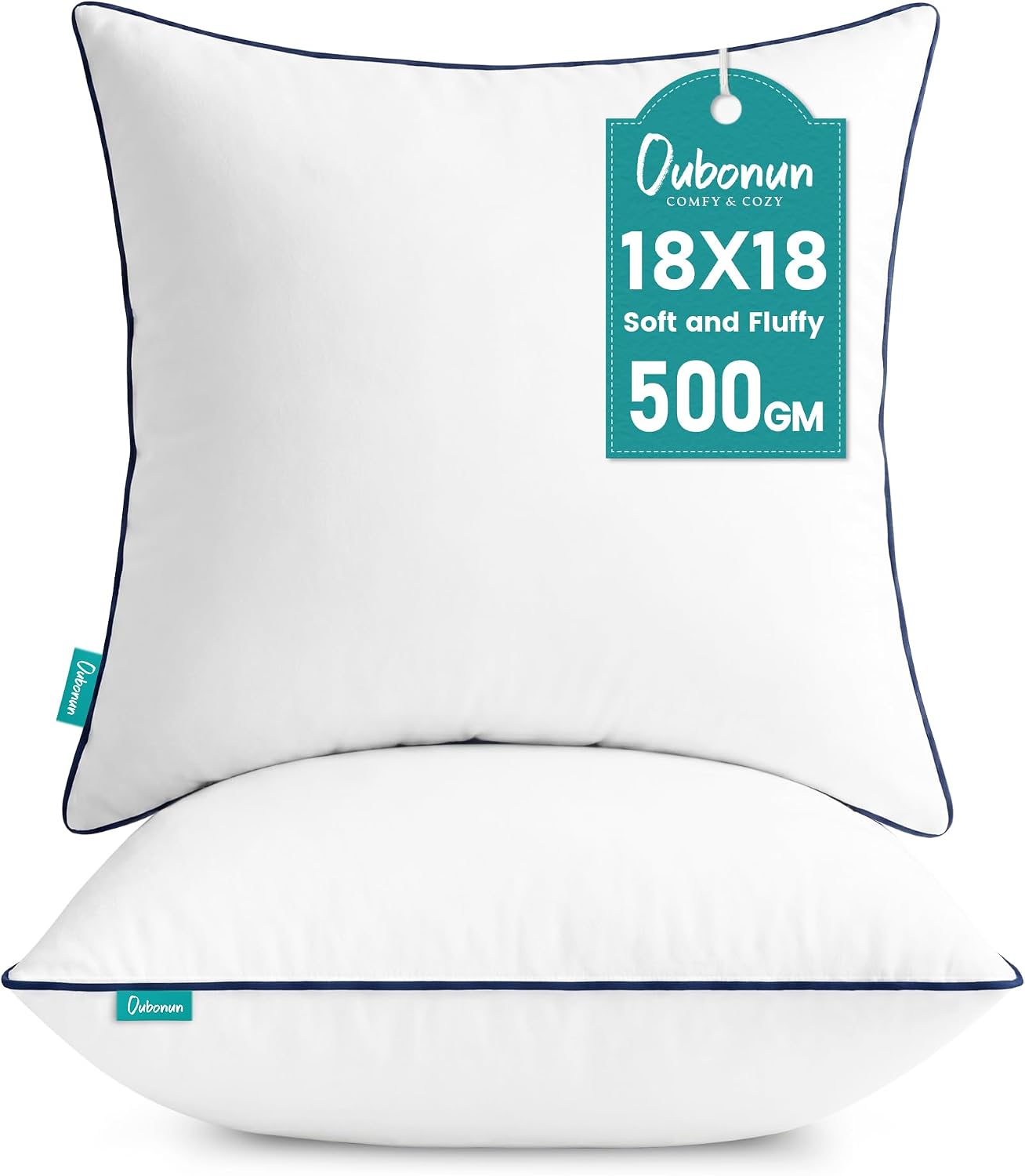 Ashenby 18 x 18 Throw Pillow Inserts Set of 2, 1.8 pounds, White