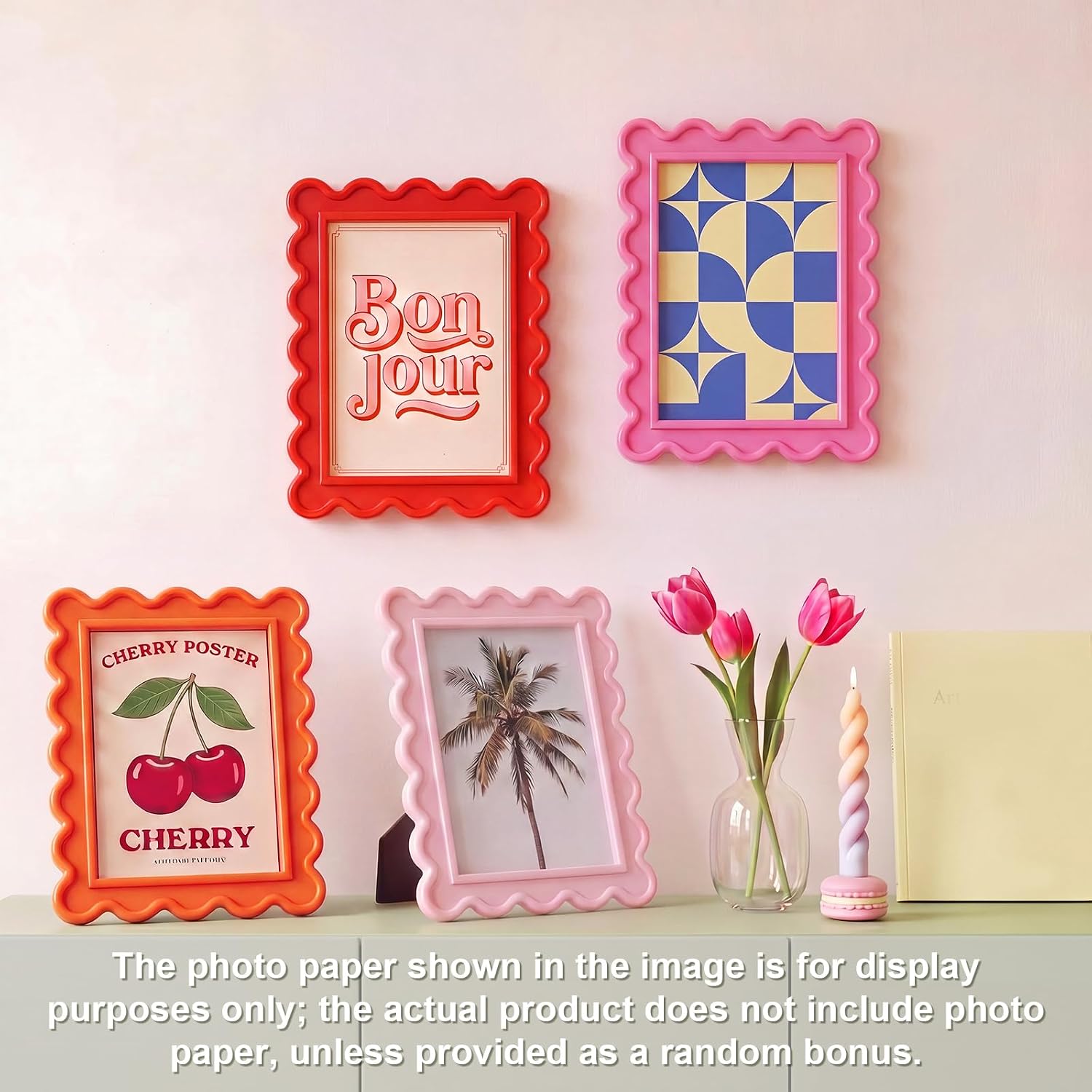 Aldernest 4 Pcs Colorful Scalloped Picture Frame, 4 x 6, Sunset Gradient, Sunset Boulevard
