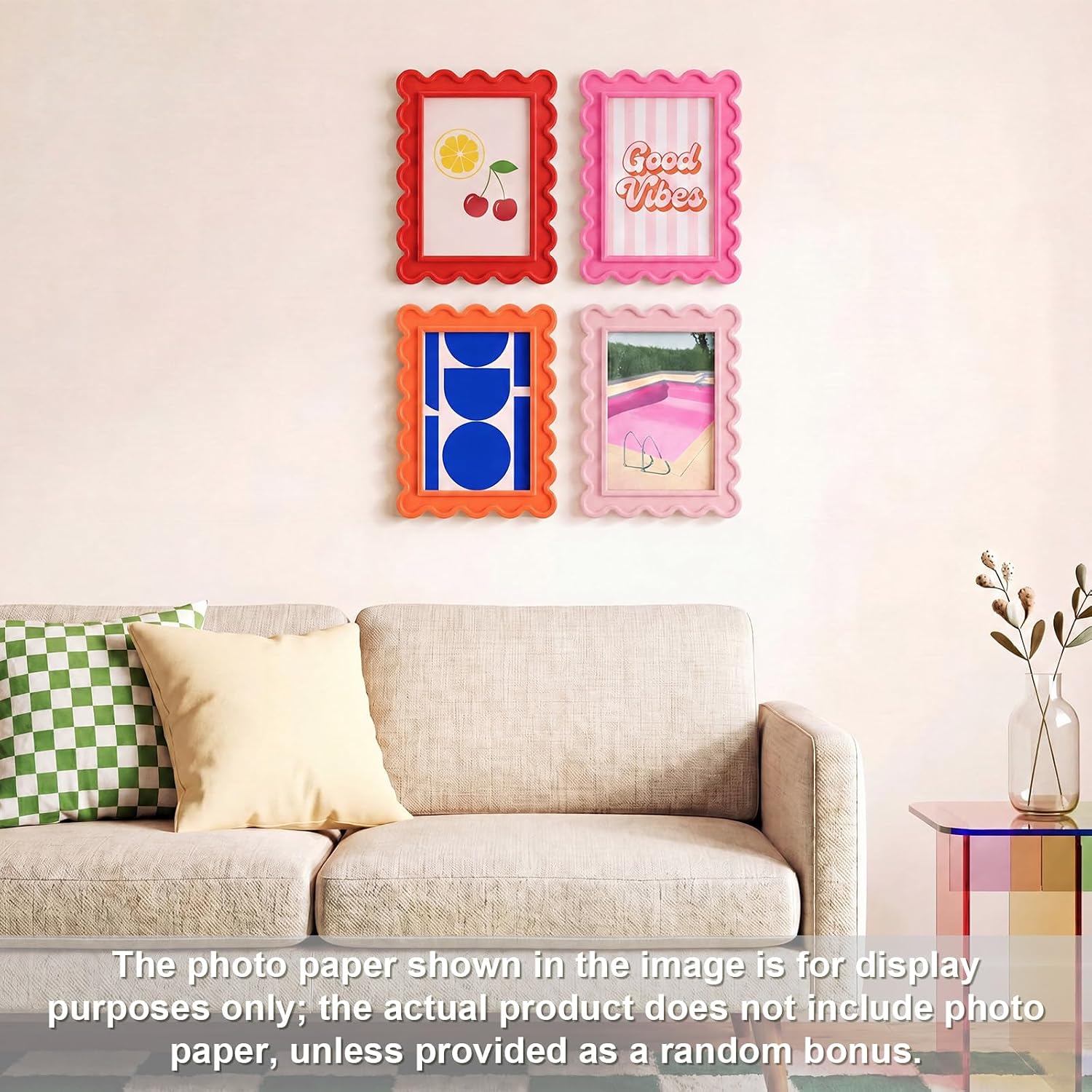 Aldernest 4 Pcs Colorful Scalloped Picture Frame, 4 x 6, Sunset Gradient, Sunset Boulevard