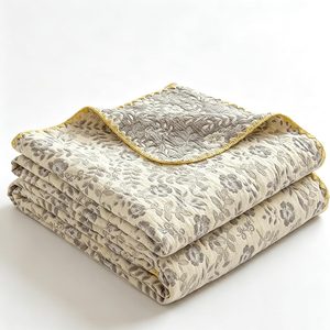 Rowanmere Cotton Muslin Blanket Queen for Adults, 4 Layer Gauze Bohemia, Queen 90"X90", Beige