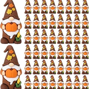 Rowanmere 50 Pcs Mini Thanksgiving Gnome Figurine Tiny Fall Leprechaun Statue, Orange