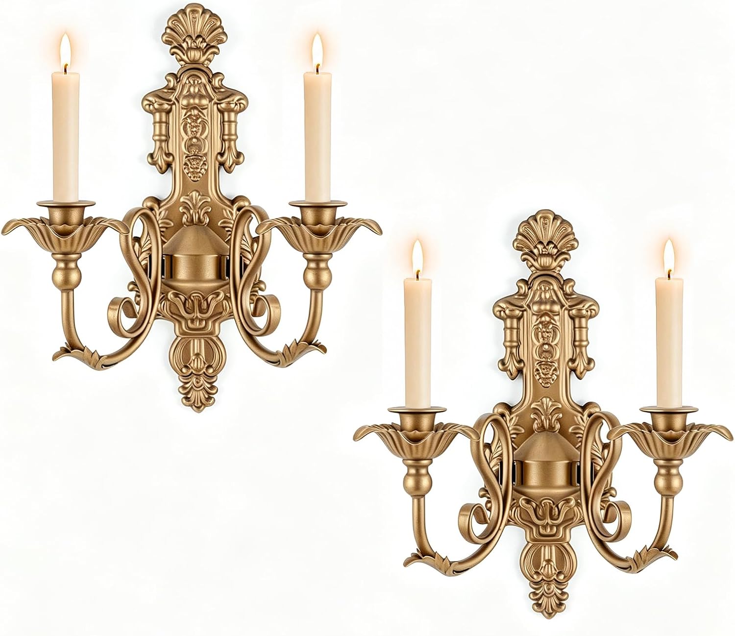 VelloHome Gothic Wall Sconce, Rustic Vintage Gold Wall Candle Holders, 2 Count