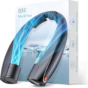 Aldernest Portable Neck Fan, Max 20H, Rechargeable Personal Fan with 6000mAh Battery, Medium, Black