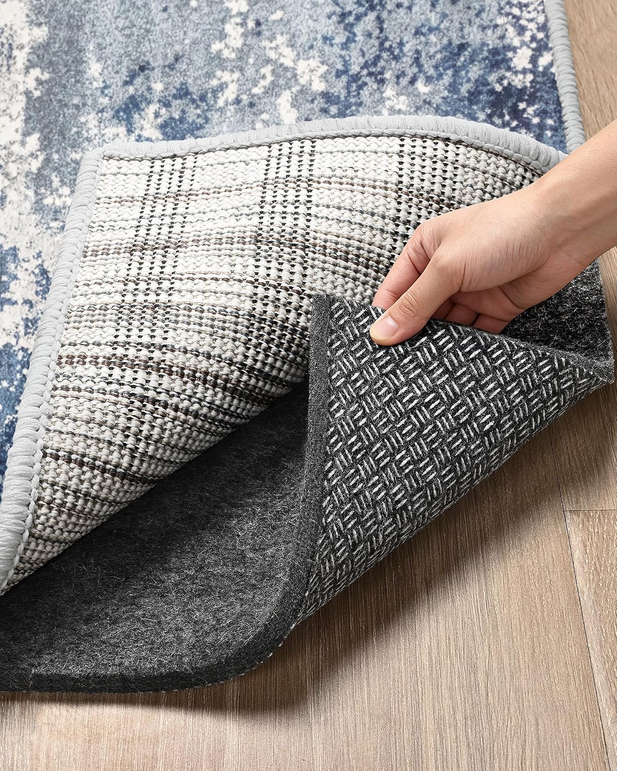 Ashenby 5x7 Non Slip Rug Pad Gripper Cushioned Carpet Pads, Grey, 35 Square Feet