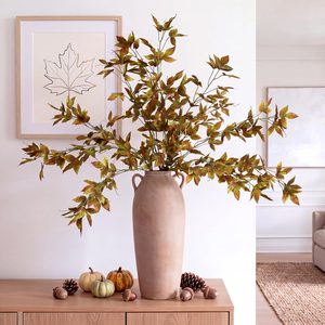 Ashenby Fall Faux Stems Grape Ivy Leaves 39.37 Inch, Brown Green, 12 Pcs