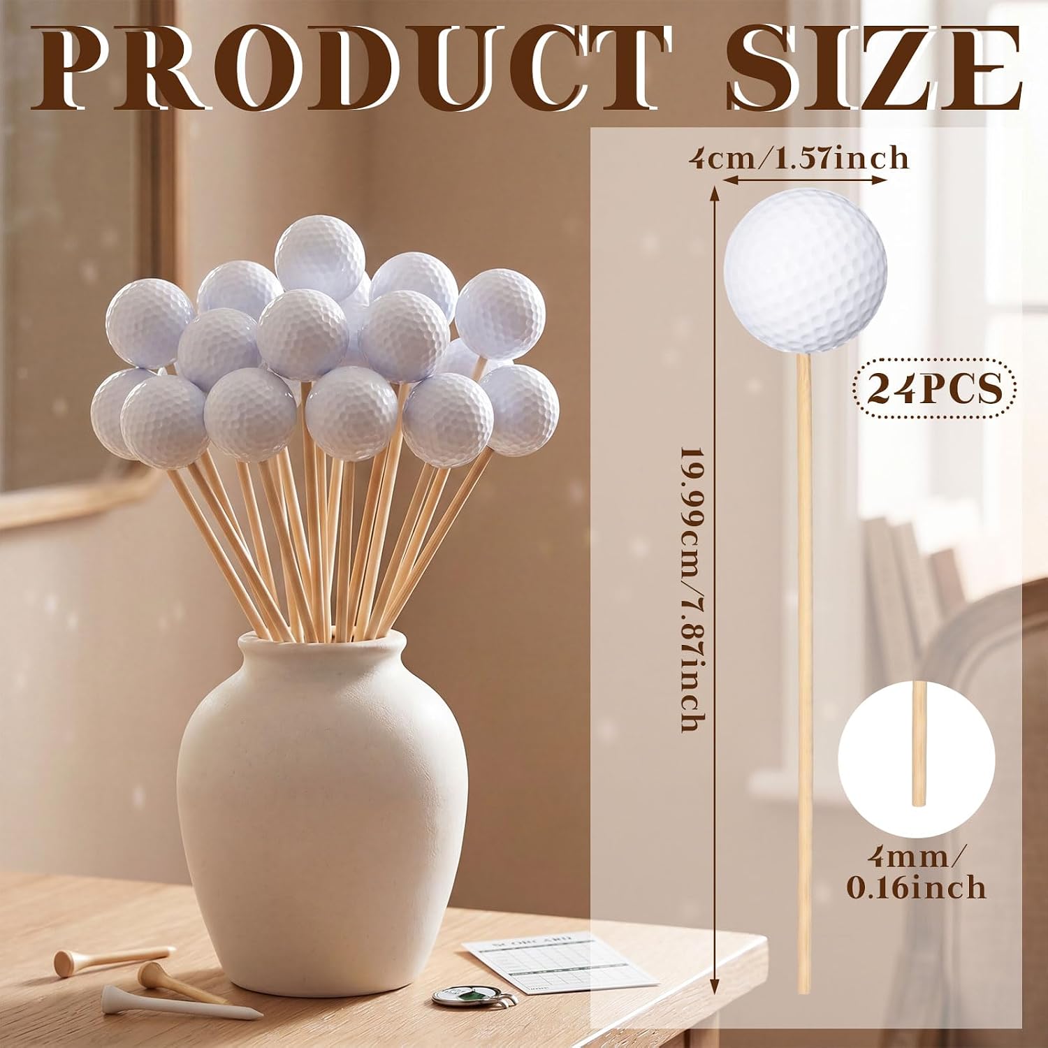 Aldernest 24 Pcs Golf Centerpiece Sticks Party Picks, 11.5 ounces