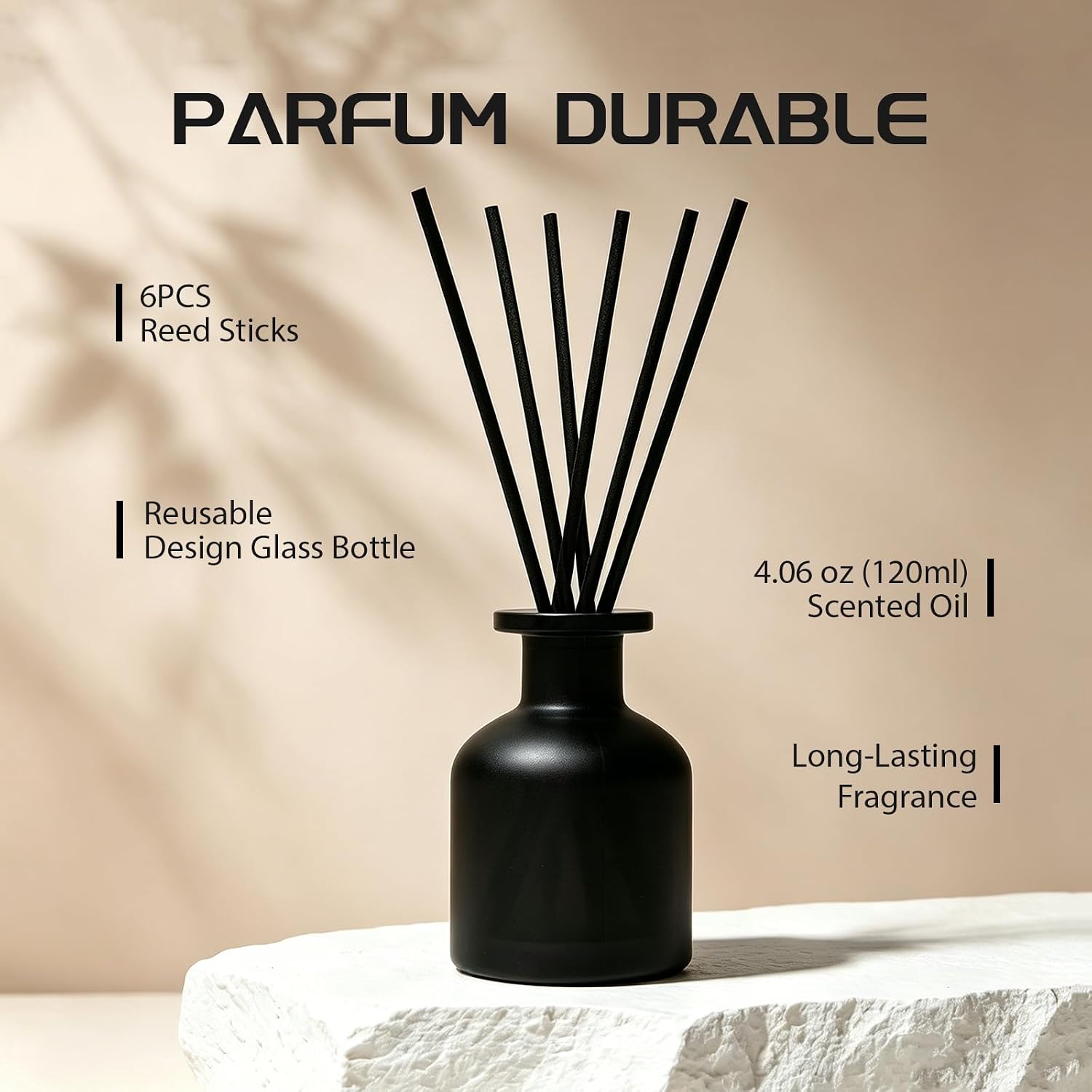 Aldernest Reed Diffuser Set, Eucalyptus Scent, 4.06 fl oz Essential Oils, 15.36 ounces, Matte Black