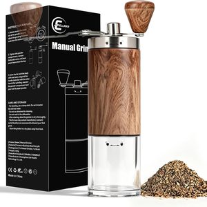 Aldernest Manual Pepper Grinder, Durable Professional High Output Pepper Mill with Hand Crank, 10.08 ounces, Oak grain