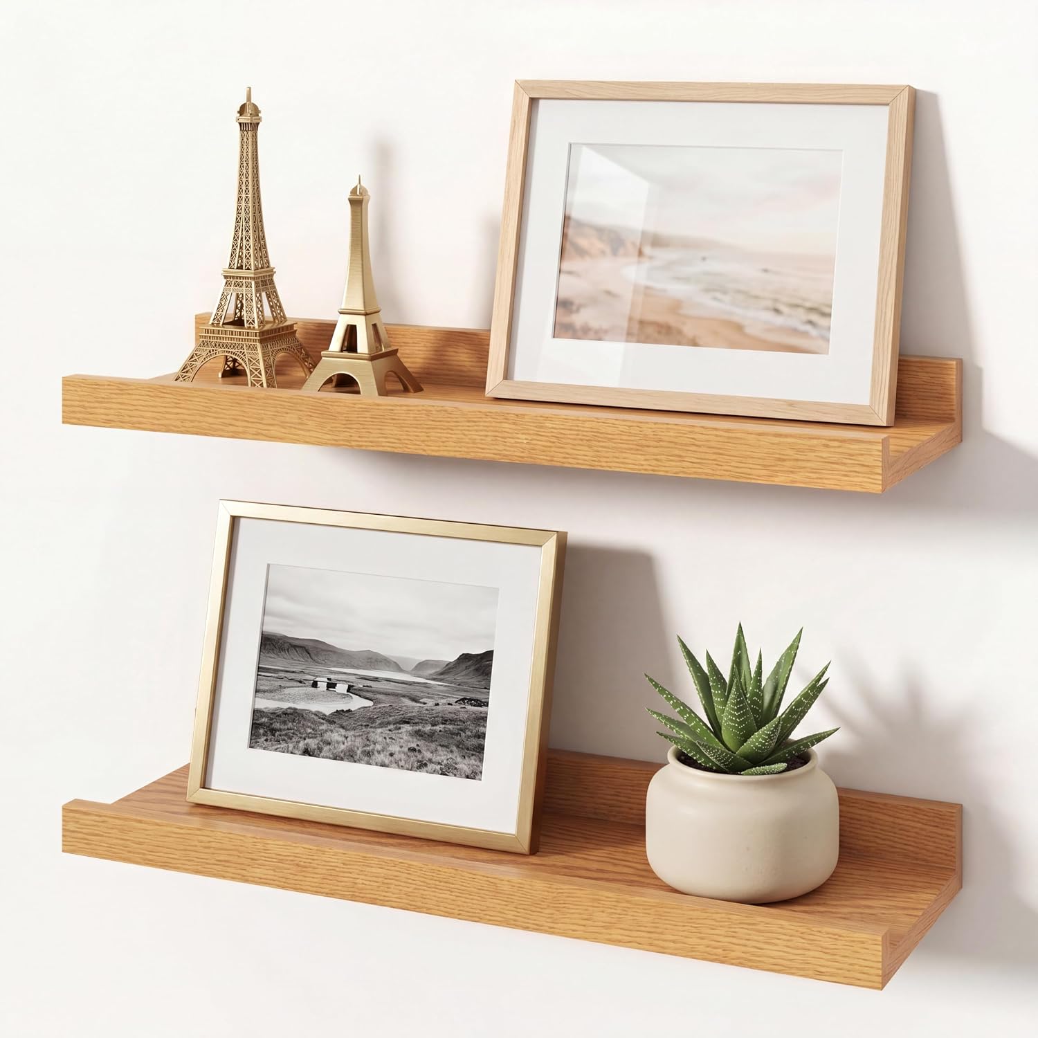 Oakmere Oak Picture Ledge Shelves for Wall, 1.8 pounds, 14, 2 Count