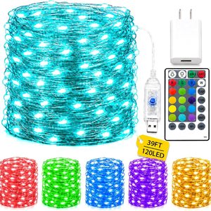 NestlyCo 39ft 120 LED Color Changing Fairy Lights with USB Adapter, 1 Pack