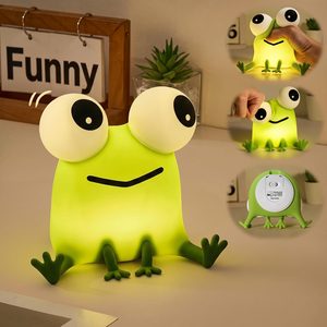 Ashenby Big-Eyed Frog Lamp Funny Gifts, 3 Dimming+Silicone Random Stuff, Funny Froggie
