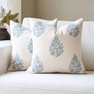 Aldernest Vintage Floral Pillow Covers 20x20 Set of 2 for Couch, Light Blue