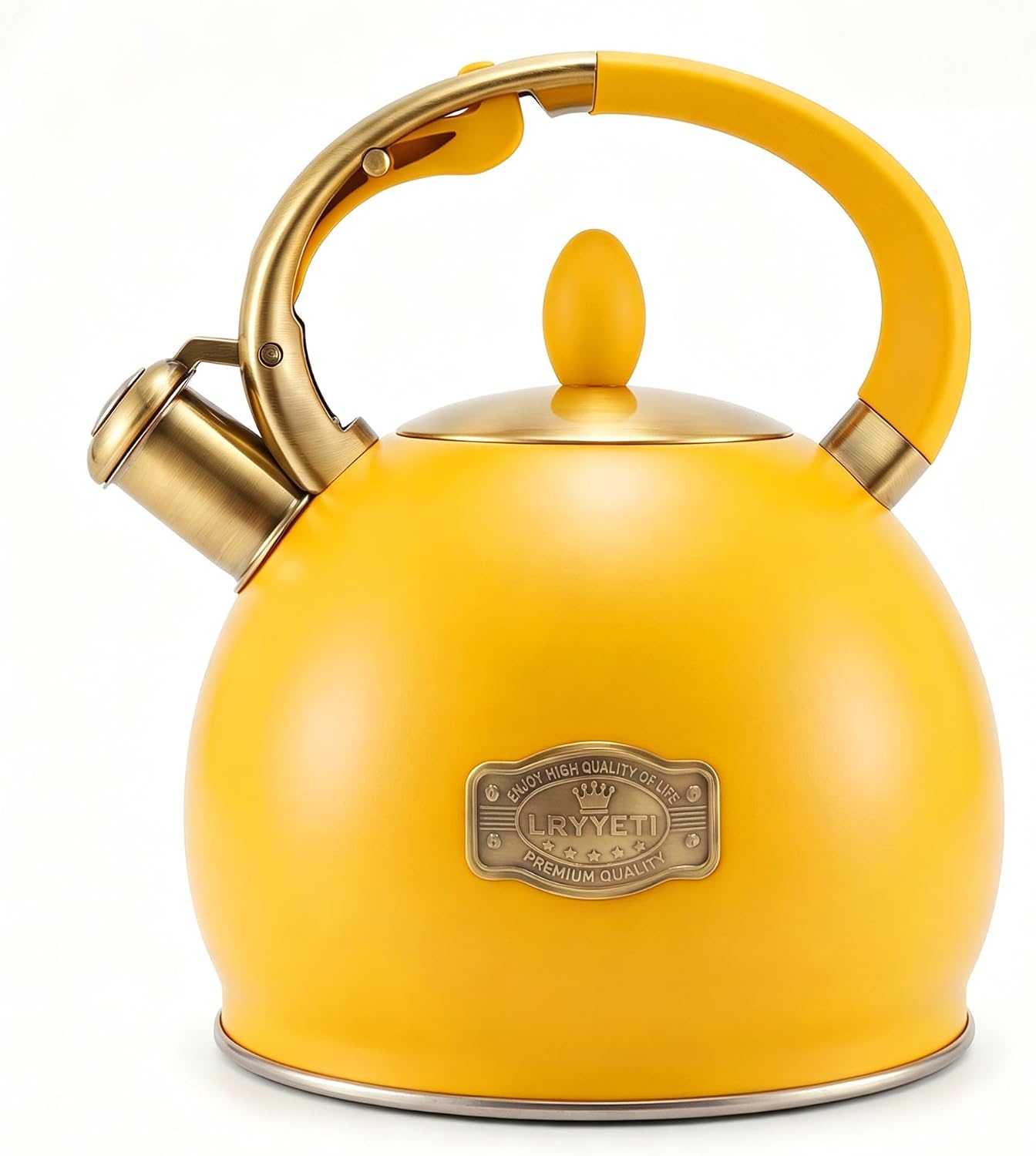VelloHome Whistling Tea Kettle Stovetop Stainless Steel, 2.64 Quart, 1.7 pounds, Yellow