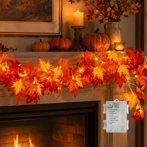 Maplewick Fall Maple Leaf String Lights, 14.7 ft, 30 LED, Battery-Powered, Warm White