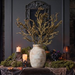Ashenby 5 Pack Halloween Artificial Moss Branches 18 Inch Bendable Twigs, 15.2 ounces, Green
