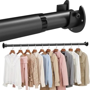 Aldernest Closet Rods for Hanging Clothes, 17-84 Inch Adjustable black Closet Rods, 100