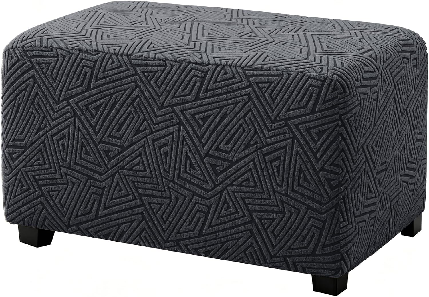 Aldernest Stretch Ottoman Cover Rectangular, Large, Charcoal Gray